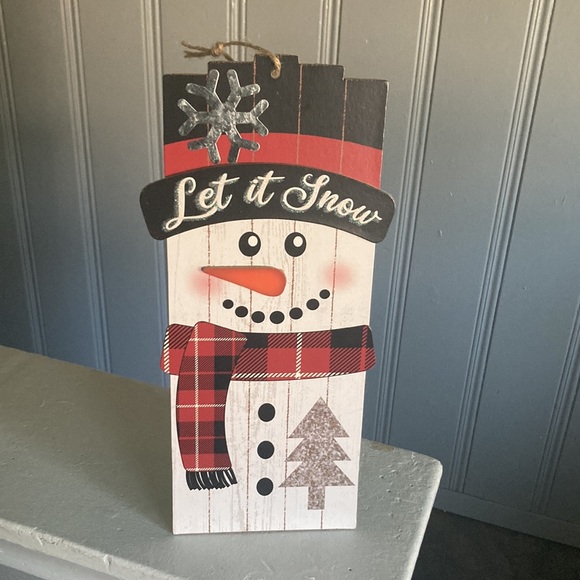NWT Precious Holiday Glitter Let It Snow ⛄️ Snowman Decoration Sign w/ Metal ❄️ - Picture 8 of 11